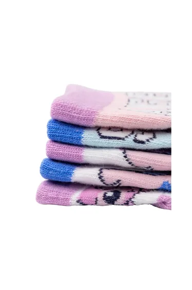 Lilo & Stitch Girls Stitch & Angel Calf-Length Socks (Pack of 5) - Pink/Blue/White