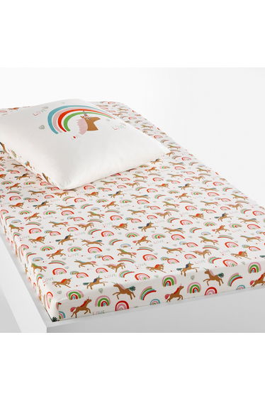 Licorne Fitted Sheet in Unicorn Print Cotton Percale
