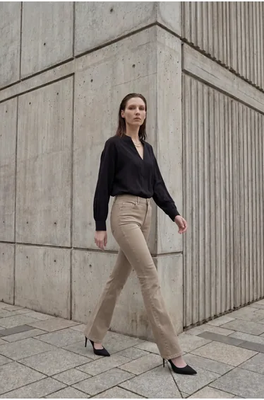 MY FASHION High Waist Flare Leg Denim Pants