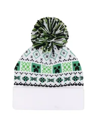 Minecraft Unisex Adult Creeper Pom Pom Skiing Beanie - White/Green - 1