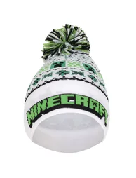 Minecraft Unisex Adult Creeper Pom Pom Skiing Beanie - White/Green - 2