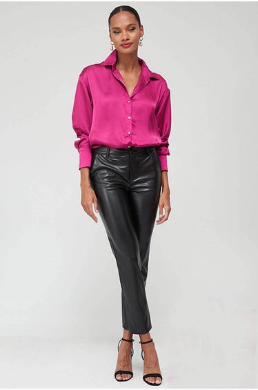 Fuchsia Basic Women's Satin Shirt