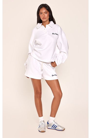 White Sports Collection Embroidered Lightweight Sweat Shorts