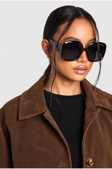 Tortoiseshell Oversized Sunglasses - dark brown