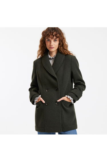 Recycled Winter Pea Coat, Mid-Length with Button Fastening