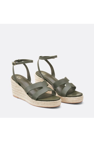 Espadrilles with Leather Wedge Heel