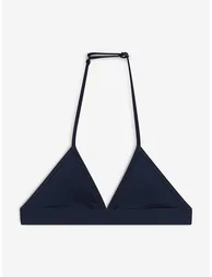 بكيني بناتي بتصميم مثلث بطبعة شعار لون كحلي - 2