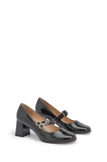 Block Heel Mary Janes - black