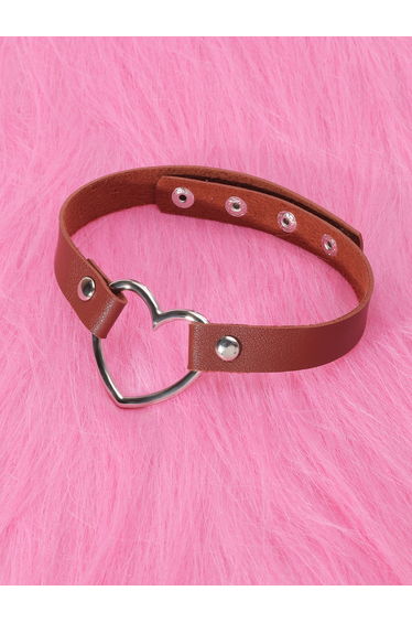Brown Heart Choker Necklace