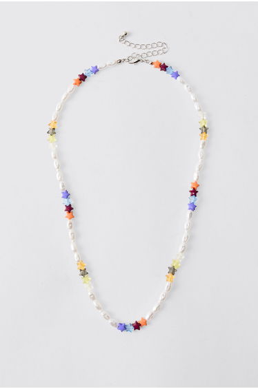 Star & Pearl Beaded Necklace - multi