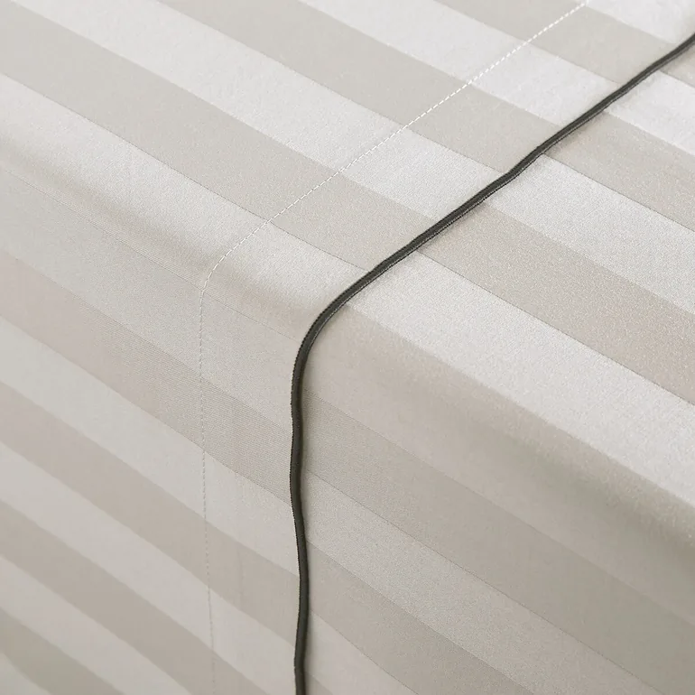 Victor Striped 100% Washed Cotton Satin 300 Thread Count Flat Sheet - 3