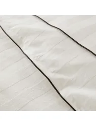 Victor Striped 100% Washed Cotton Satin 300 Thread Count Flat Sheet - 5