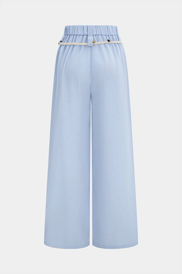 Belted Tassel WIde Leg Pants - 5
