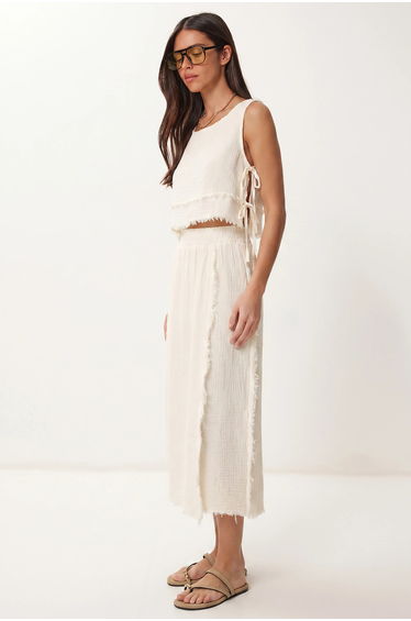 ISTANBUL Cotton Sleeveless Blouse And Midi Skirt Set