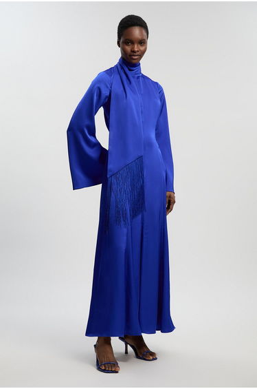 Cowl Neck Drape Woven Maxi Dress