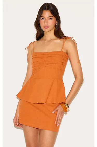 Burnt Orange Mid Rise Mini Skirt