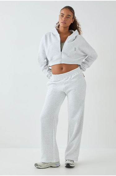 DSGN Studio Boxy Crop Zip Through Hoodie - ash grey