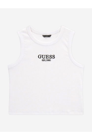 Girls Rib Midi Sleeveless Top in White