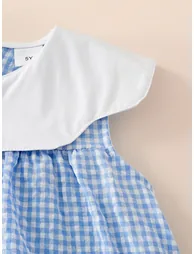 Girls Checked Sleeveless Knee-Length Dress - 3