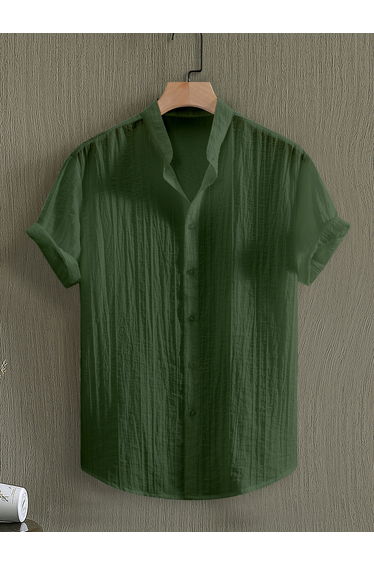 Men Green Textured Short Sleeve Shirt