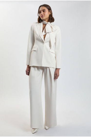 Compact Viscose Wide Leg Tailored Trouser