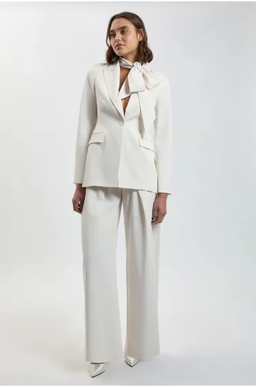 Compact Viscose Wide Leg Tailored Trouser