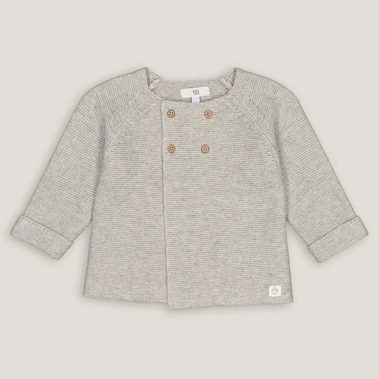 Cotton/Wool Buttoned Cardigan in Garter Stitch