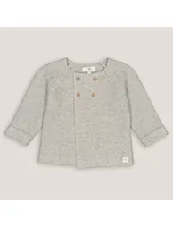 Cotton/Wool Buttoned Cardigan in Garter Stitch