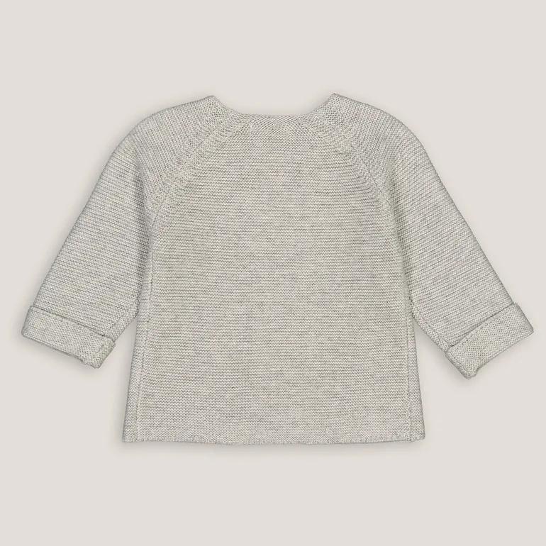 Cotton/Wool Buttoned Cardigan in Garter Stitch - 1
