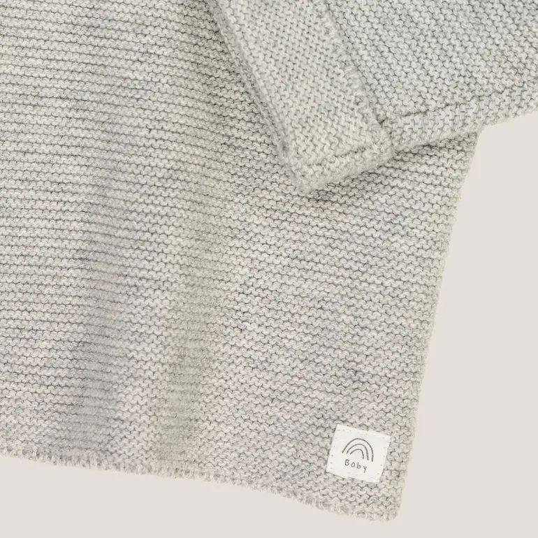 Cotton/Wool Buttoned Cardigan in Garter Stitch - 2