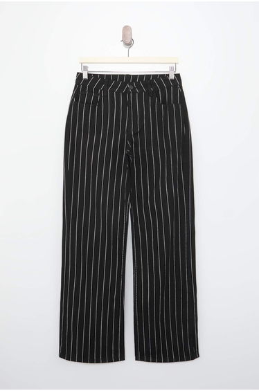 Black Striped High Waist 100% Cotton Wide Leg Jeans