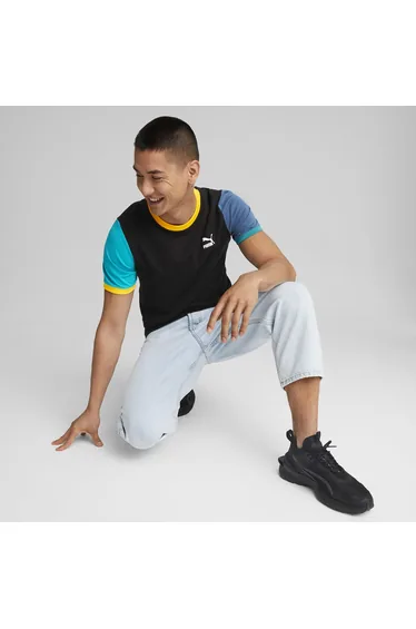 Classics Block Tee Puma Black-Deep Aqua