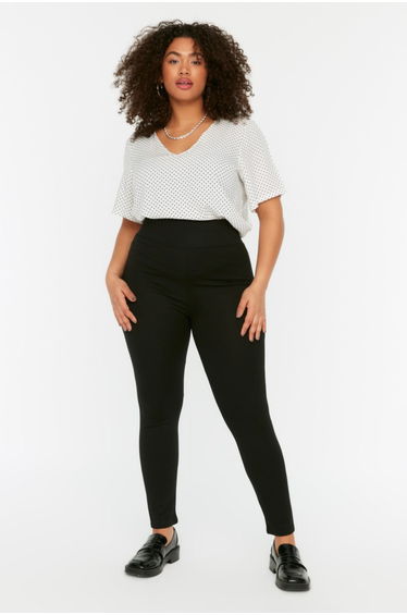 Plus Size Leggings - Black - High Waist