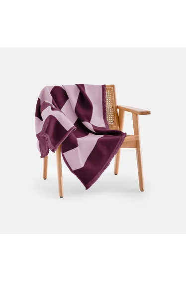 Tabaka Geometric Striped Jacquard Fringed Throw