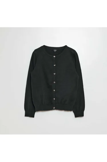 Plain knit cardigan BLACK