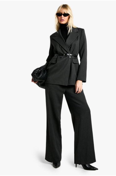 Tailored Woven Pinstripe Wide Leg Trousers
