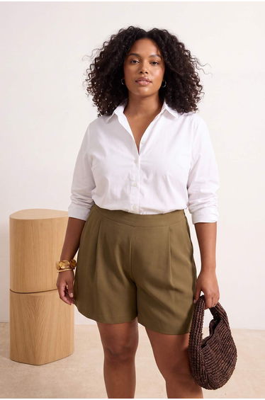 Khaki Summer Large Size Woven Shorts & Bermuda