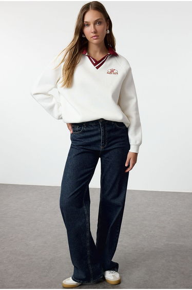 Ecru Knitted Sweatshirt
