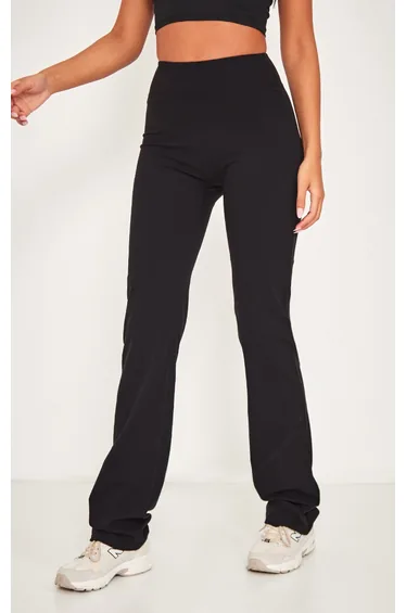 بنطلون بحافة واسعة لون أسود - لطويلات القامة