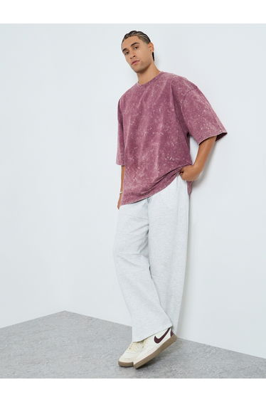 Men Solid Wide Leg Pants with Drawstring