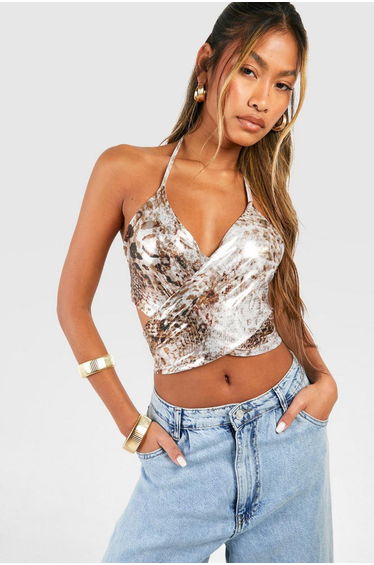 Foil Wrap Detail Top - animal