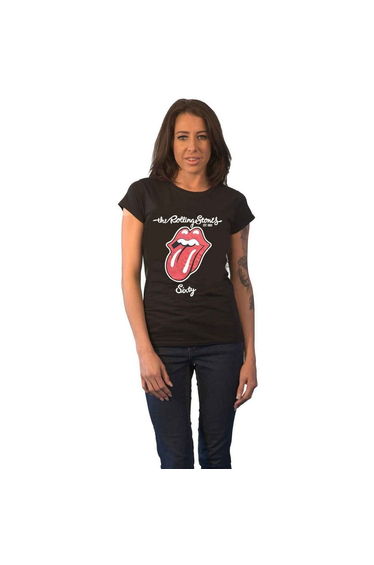 The Rolling Stones Womens/Ladies Sixty Plastered Suede T-Shirt - Black