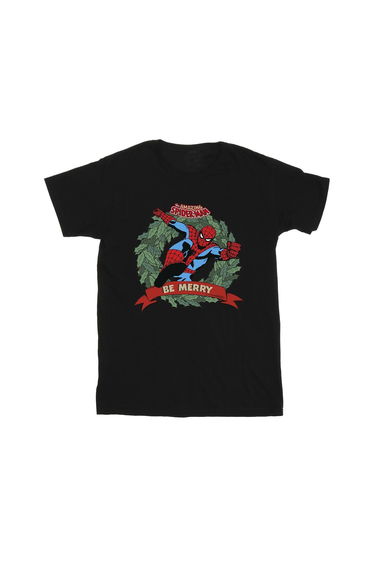 Spider-Man Girls Be Merry Cotton T-Shirt - Black