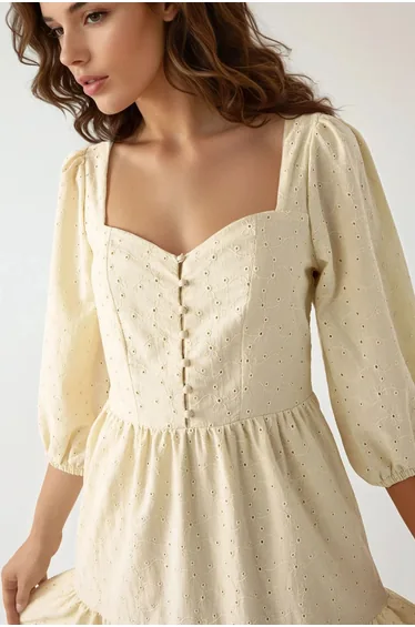 Embroidered Heart Collar Maxi Dress