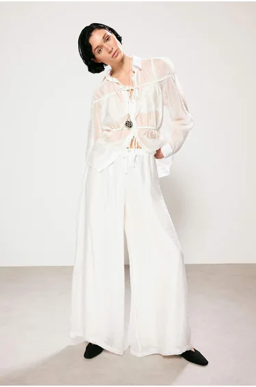 White Studio Extra Wide Leg Lined Trousers