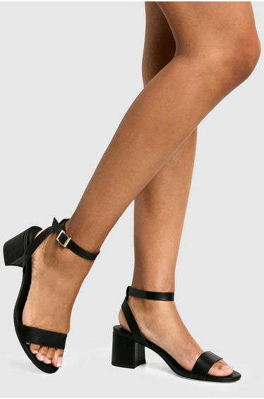 Wide Fit Low Block Barely There Heels - black