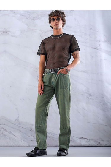 Men Relaxed Straight Fit Solid Jeans