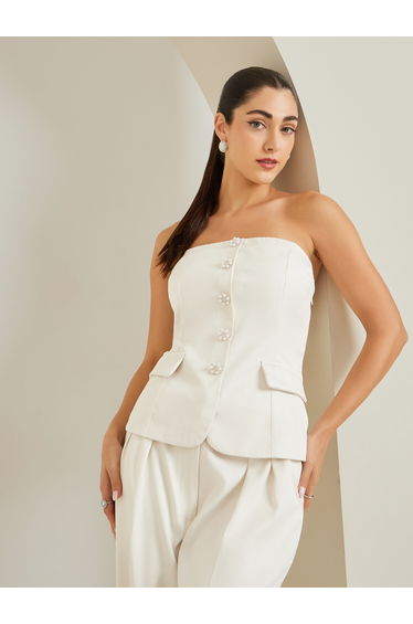 Off-White Sleeveless Buttoned Waistcoat