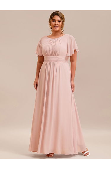 ever KIMORA|Simple Chiffon Pleated A-Line Bridesmaid Dress