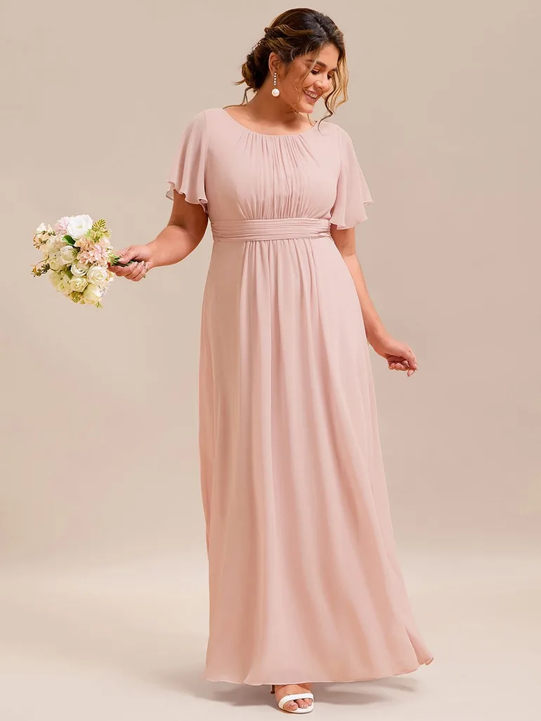 ever KIMORA|Simple Chiffon Pleated A-Line Bridesmaid Dress - 4